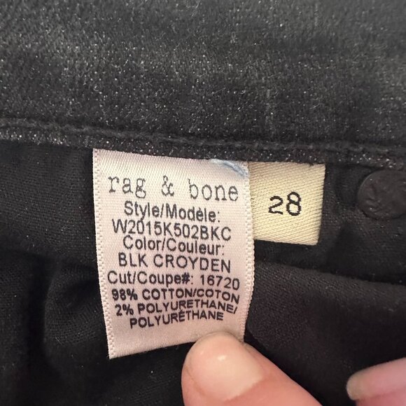 Rag and Bone Hana Mini Flare Cropped Frayed Hem Jeans Black Croyden in Size 28 - Picture 8 of 8
